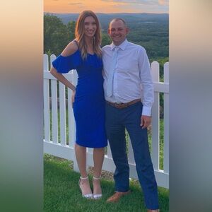 Chic Royal Blue Cold Shoulder Dress